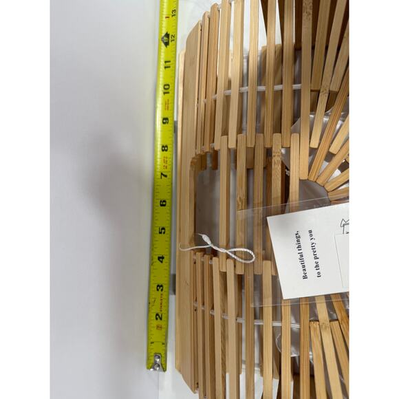 Miuco Bamboo Ark Bag Half Moon Purse Boho Coastal Cottagecore Beach New - Picture 6 of 10